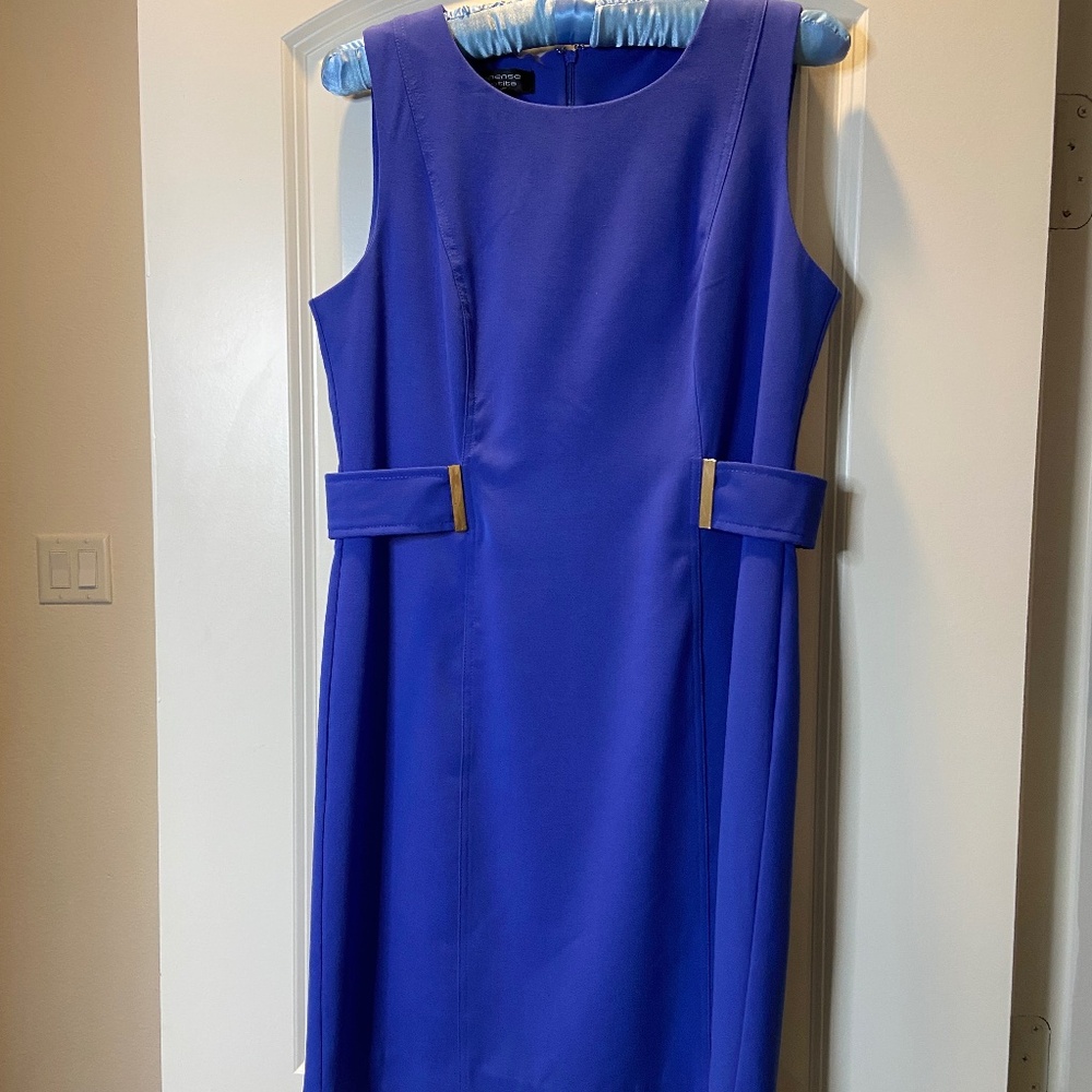 Dark Blue Slimming Sheath Dress; Seamed and Shaped; Fully Lined; 6 Petite; EUC